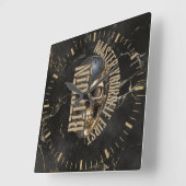 Horloge Carrée BTC motivation | Skull | Gold Marble (Angle)