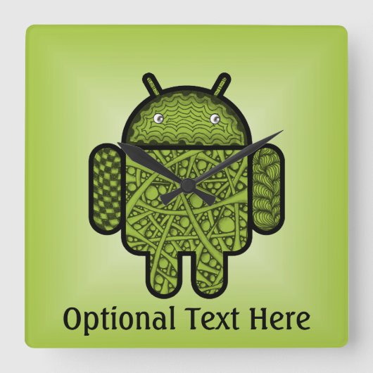 Horloge Carrée Bubbles Doodle Character for the Android™ robot (Recto)