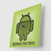 Horloge Carrée Bubbles Doodle Character for the Android™ robot (Angle)