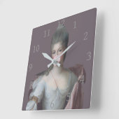 Horloge Carrée Buble chewing-gum Diva soufflant une bulle rose ch (Angle)