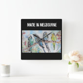 Horloge Carrée Budgie Budgerigar Bird Made In Melbourne Birds (Maison)