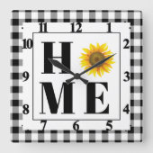 Horloge Carrée Buffalo check sunflower "Home"   (Recto)