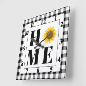 Horloge Carrée Buffalo check tournesol "Accueil" (Angle)