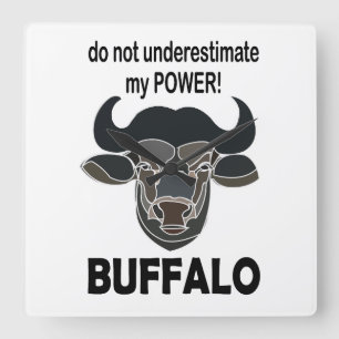 Horloge Carrée Buffalo Head Bison Animal Buffalo