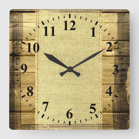 Horloge Carrée Bulap Rustic Wood Look (Recto)