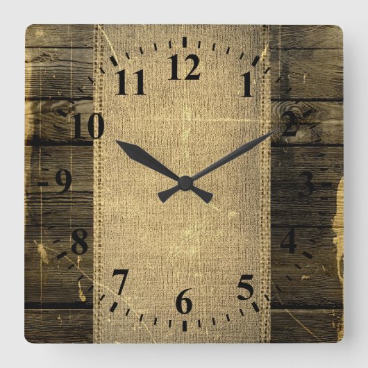 Horloge Carrée Bulap Rustic Wood Look #3 (Recto)