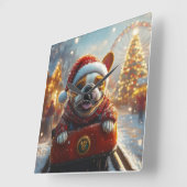 Horloge Carrée Bull Terrier Chien Noël (Angle)