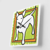 Horloge Carrée Bull Terriers (Angle)