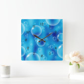 Horloge Carrée Bulles bleues (Maison)