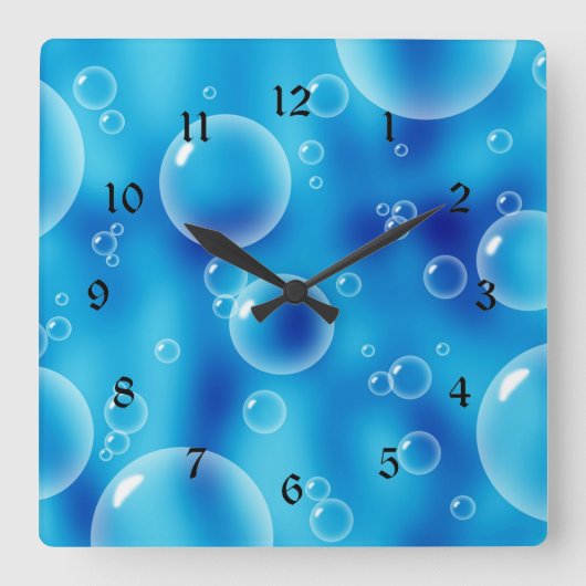 Horloge Carrée Bulles bleues (Recto)