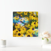 Horloge Carrée Bulles bleues sur les daises ! (Maison)