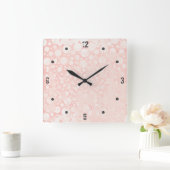 Horloge Carrée Bulles rose blanc (Maison)