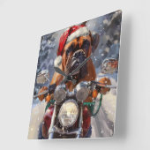 Horloge Carrée Bullmastiff Chien équitation Moto Noël (Angle)