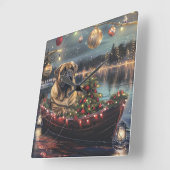 Horloge Carrée Bullmastiff Noël Festive Voyage (Angle)
