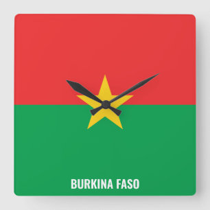 Horloge Carrée Burkina Faso Drapeau éblouissant patriotique