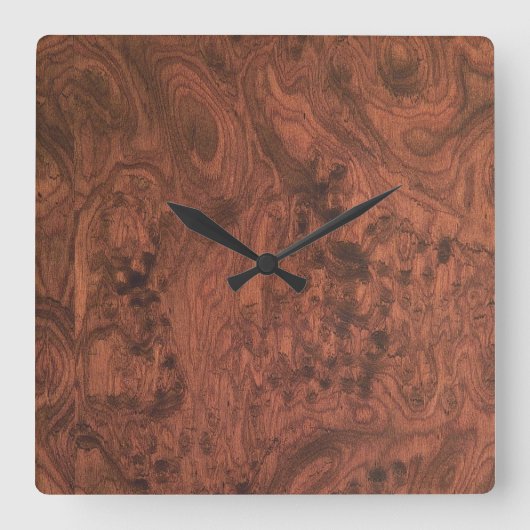 Horloge Carrée Burl Mahogany Wood Texture (Recto)