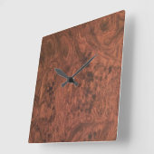 Horloge Carrée Burl Mahogany Wood Texture (Angle)