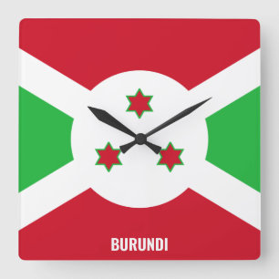 Horloge Carrée Burundi Drapeau éblouissant patriotique