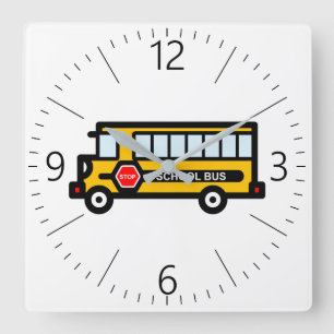 Horloge Carrée Bus scolaire