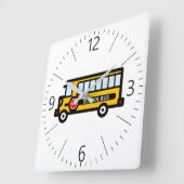 Horloge Carrée Bus scolaire (Angle)