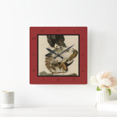 Horloge Carrée Buse à queue rouge des oiseaux d'Amérique d'Audubo (Maison)