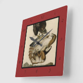 Horloge Carrée Buse à queue rouge des oiseaux d'Amérique d'Audubo (Angle)