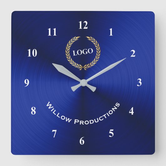 Horloge Carrée Business Logo Blue (Recto)