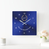 Horloge Carrée Business Logo Blue (Maison)