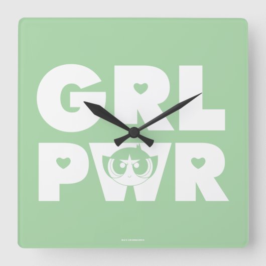 Horloge Carrée Buttercup : Girl power (Recto)