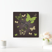 Horloge Carrée Butterflies en clock de Warm Earth Tones (Maison)