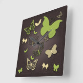 Horloge Carrée Butterflies en clock de Warm Earth Tones (Angle)