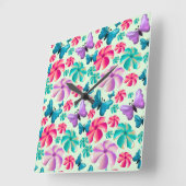 Horloge Carrée Butterfly and Flower Aesthetic pattern  (Angle)