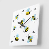 Horloge Carrée Buzzing Bumble Bees Honeybees (Angle)