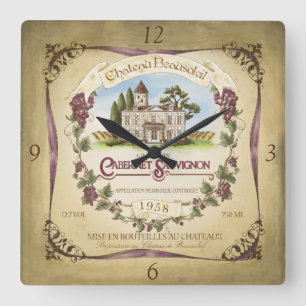 Horloge Carrée Cabernet Sauvignon