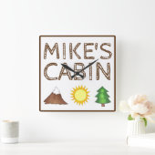 Horloge Carrée Cabine Camping Sunshine Mountain Tree (Maison)