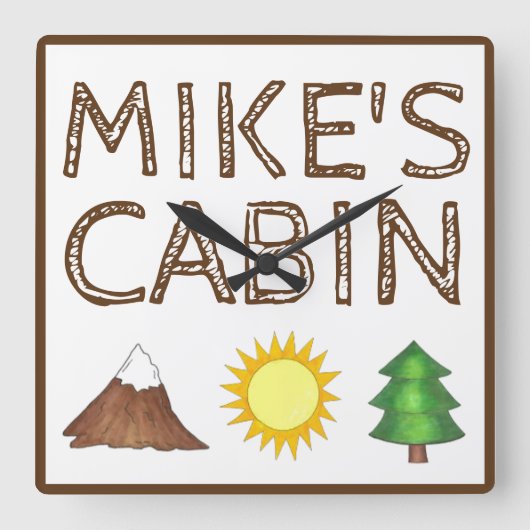 Horloge Carrée Cabine Camping Sunshine Mountain Tree (Recto)