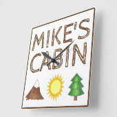 Horloge Carrée Cabine Camping Sunshine Mountain Tree (Angle)