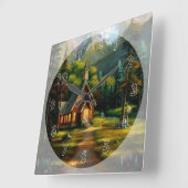 Horloge Carrée Cabine dans les bois (Angle)