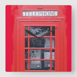 Horloge Carrée Cabine téléphonique rouge de Londres