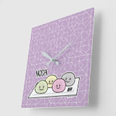 Horloge Carrée Câble de riz à la crème glacée Cute Mochi Thé vert (Angle)