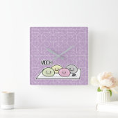 Horloge Carrée Câble de riz à la crème glacée Cute Mochi Thé vert (Maison)