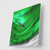 Horloge Carrée Cachette de mur de satin vert (Angle)