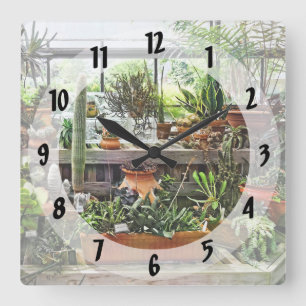 Horloge Carrée Cactus à Greenhouse