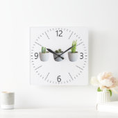 Horloge Carrée Cactus en pots (Maison)