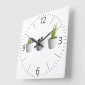 Horloge Carrée Cactus en pots (Angle)