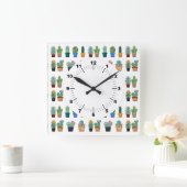 Horloge Carrée Cactus Vert nature Fleur Nature (Maison)