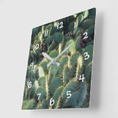 Horloge Carrée Cactus verts (Angle)