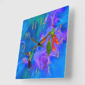 Horloge Carrée Cadeau de Birdlover de faune de colibris (Angle)