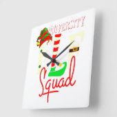 Horloge Carrée Cadeau de Noël de l'équipe d'elfes de l'université (Angle)