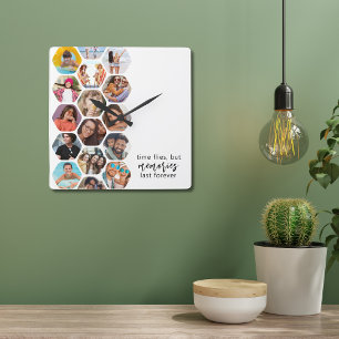 Horloge Carrée Cadeau de souvenir de collage de photos personnali